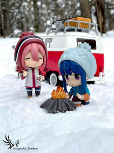 Rin and Nadeshiko (yuru camp) camping in wintertime