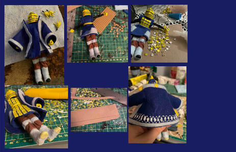 a collection of progress shots of a custom figure of the Wraith from the video game Sword of the Sea pt2 of 2