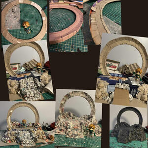 progress collage of making a mini stargate prop pt1